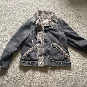 Grey Dylan moto shearling coat